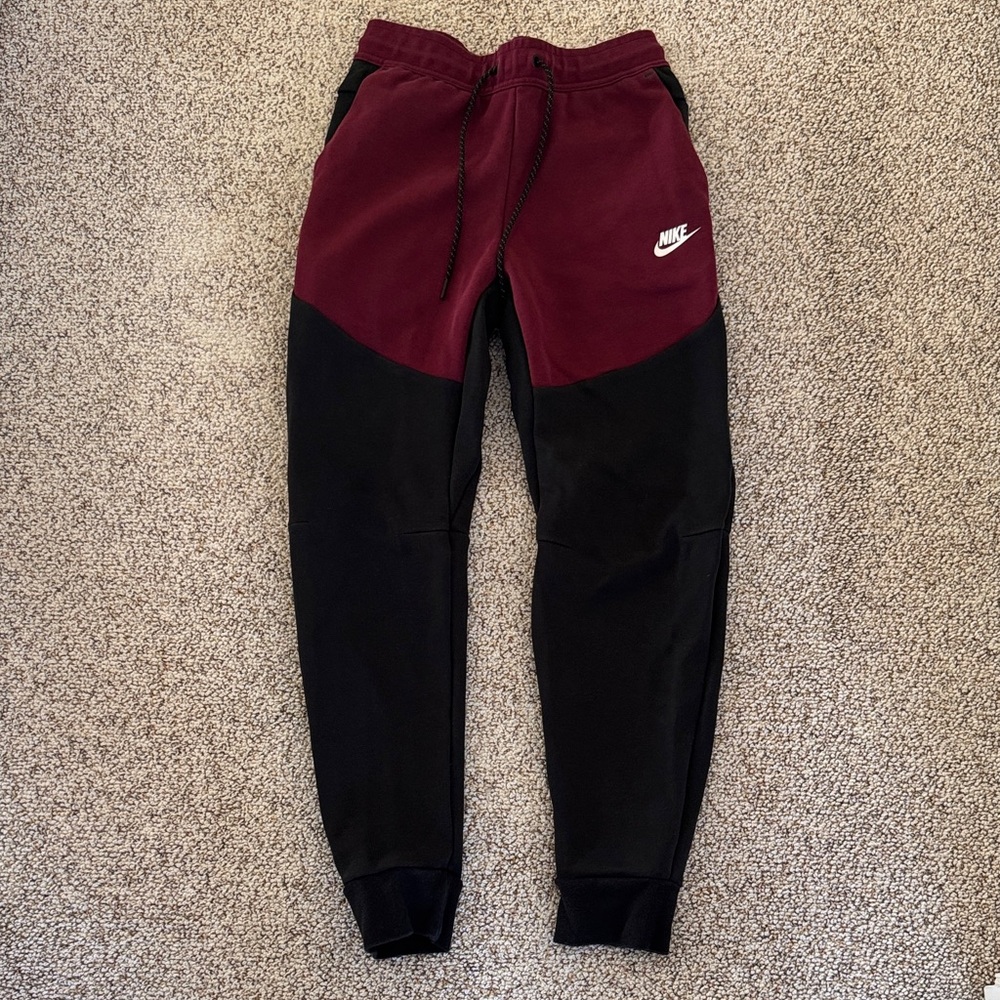 Nike Tech Burgundy and Black Joggers